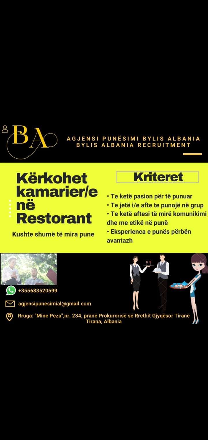 Kerkohet Kamariere ne Restorant Serioz